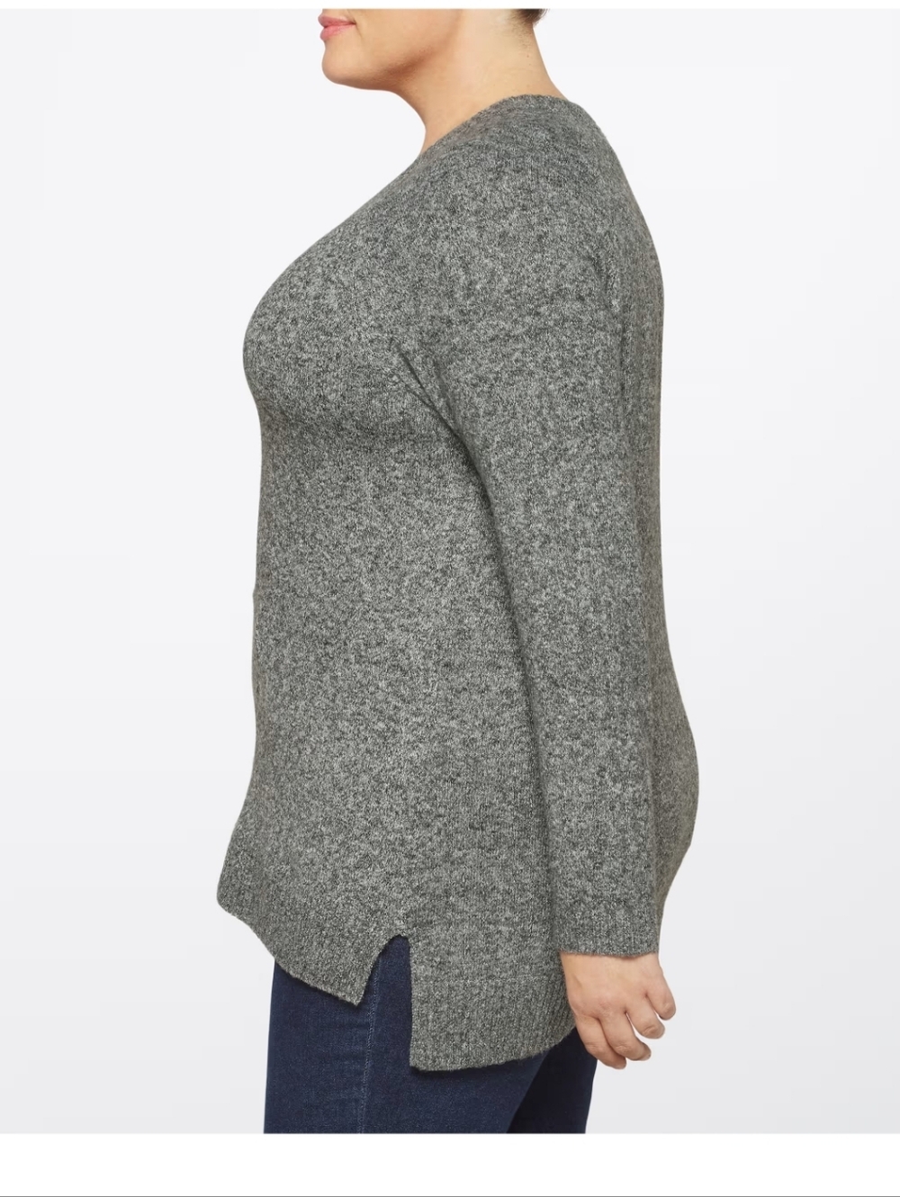 Market & Spruce Dark Gray Ryann Marled Textured Sweater - Picture 6 of 6